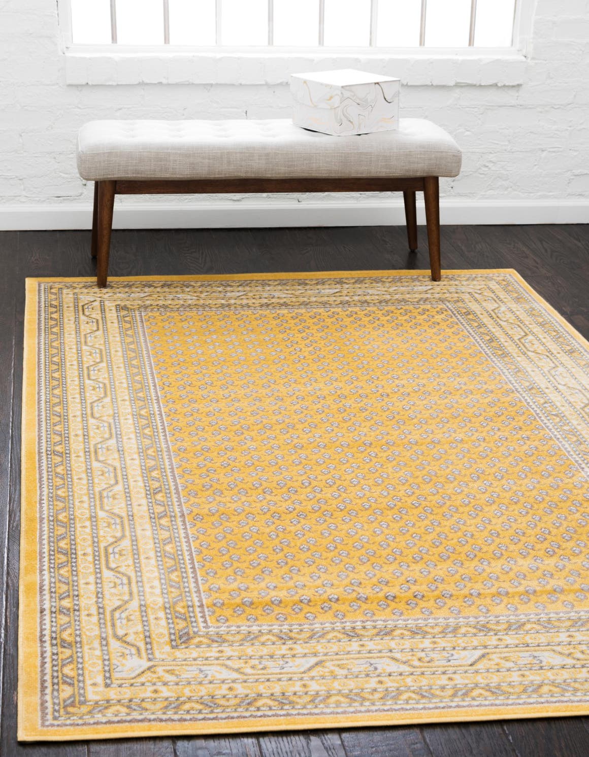 Yellow 9' x 12' Williamsburg Rectangle Area Rug 100% Polypropylene With Cotton Backing Durable Easy Clean Stain Resistant Carpet for Sale at Rug Engine
