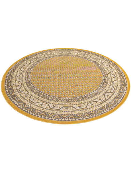 Yellow 8' x 8' Williamsburg Round Area Rug 100% Polypropylene With Cotton Backing Durable Easy Clean Stain Resistant Carpet for Sale at Rug Engine