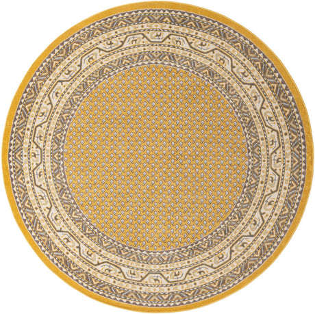 Yellow 8' x 8' Williamsburg Round Area Rug