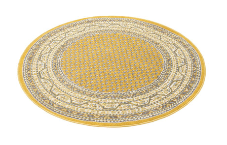 Yellow 5' 3 x 5' 3 Williamsburg Round Area Rug 100% Polypropylene With Cotton Backing Durable Easy Clean Stain Resistant Carpet for Sale at Rug Engine