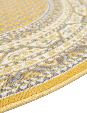 Yellow 3' 7 x 3' 7 Williamsburg Round Area Rug 100% Polypropylene With Cotton Backing Durable Easy Clean Stain Resistant Carpet for Sale at Rug Engine