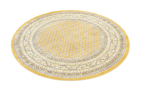 Yellow 5' 3 x 5' 3 Williamsburg Round Area Rug 100% Polypropylene With Cotton Backing Durable Easy Clean Stain Resistant Carpet for Sale at Rug Engine