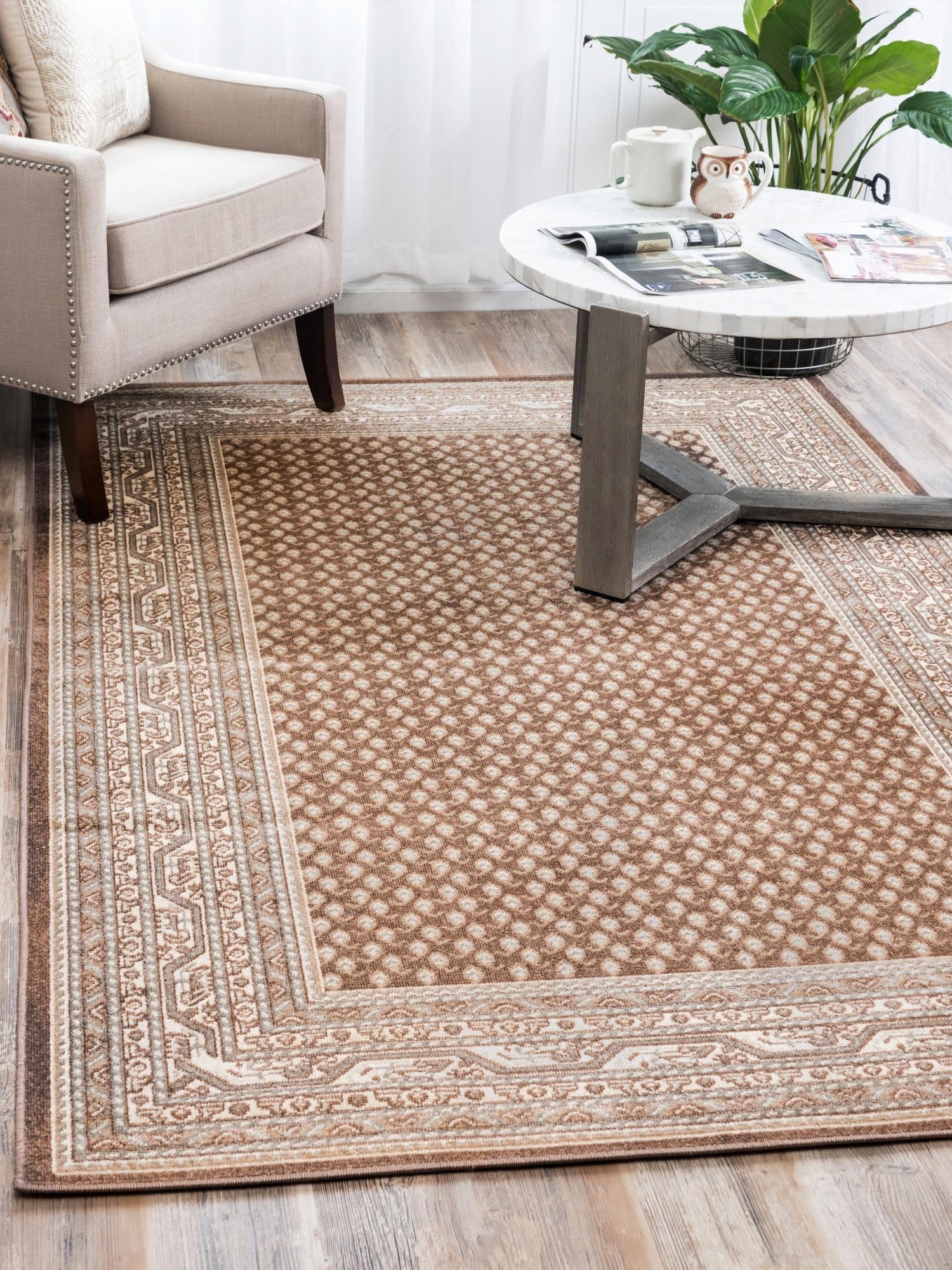 Brown 5' 1 x 8' Williamsburg Rectangle Area Rug 100% Polypropylene With Cotton Backing Durable Easy Clean Stain Resistant Carpet for Sale at Rug Engine