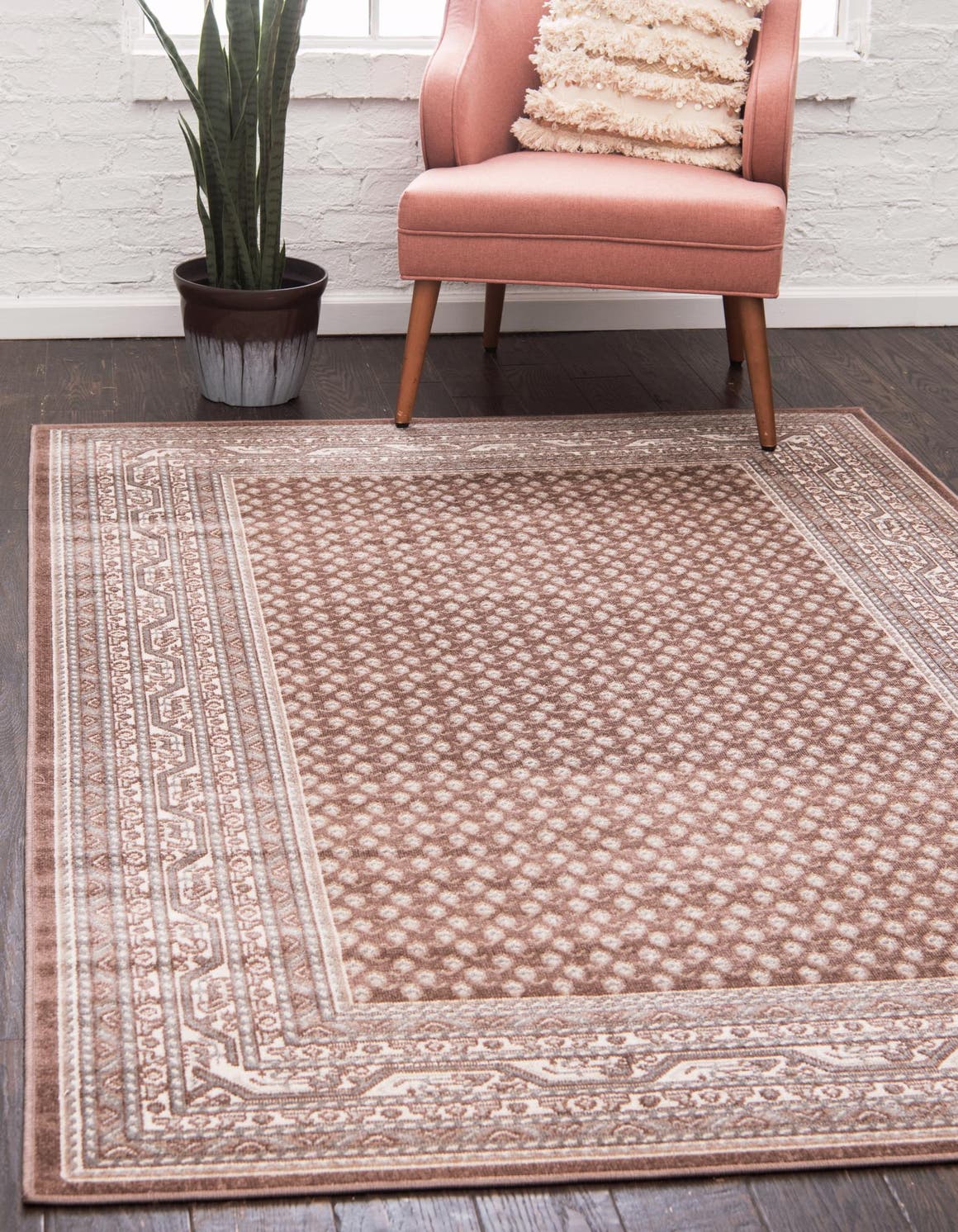 Brown 7' 10 x 10' Williamsburg Rectangle Area Rug 100% Polypropylene With Cotton Backing Durable Easy Clean Stain Resistant Carpet for Sale at Rug Engine