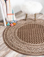 Brown 3' 7 x 3' 7 Williamsburg Round Area Rug 100% Polypropylene With Cotton Backing Durable Easy Clean Stain Resistant Carpet for Sale at Rug Engine
