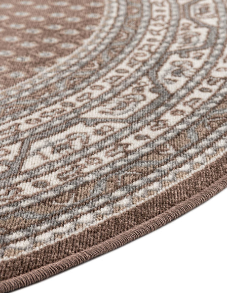 Brown 3' 7 x 3' 7 Williamsburg Round Area Rug 100% Polypropylene With Cotton Backing Durable Easy Clean Stain Resistant Carpet for Sale at Rug Engine