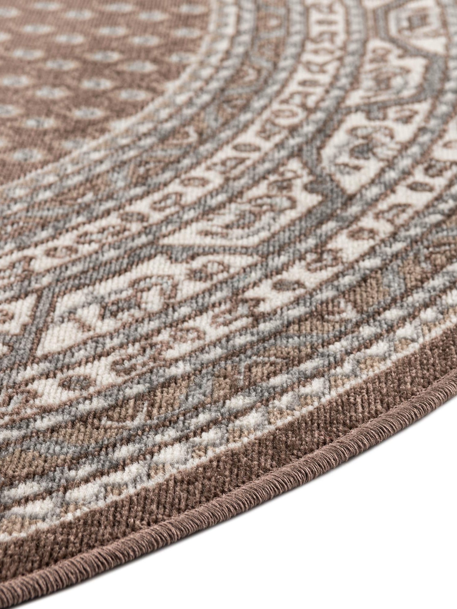 Brown 5' 3 x 5' 3 Williamsburg Round Area Rug 100% Polypropylene With Cotton Backing Durable Easy Clean Stain Resistant Carpet for Sale at Rug Engine