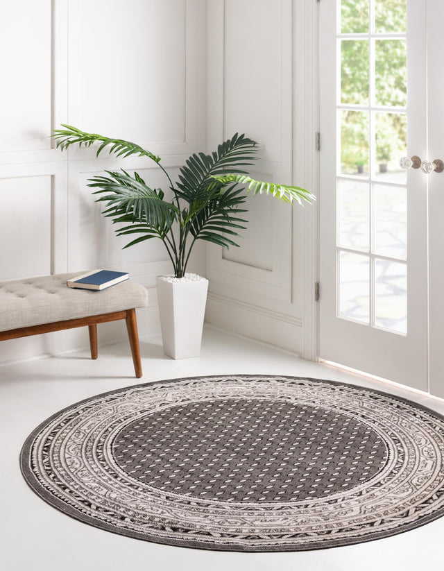 Gray 10' x 10' Williamsburg Round Area Rug 100% Polypropylene With Cotton Backing Durable Easy Clean Stain Resistant Carpet for Sale at Rug Engine