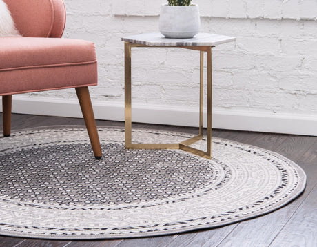 Gray 8' x 8' Williamsburg Round Area Rug 100% Polypropylene With Cotton Backing Durable Easy Clean Stain Resistant Carpet for Sale at Rug Engine
