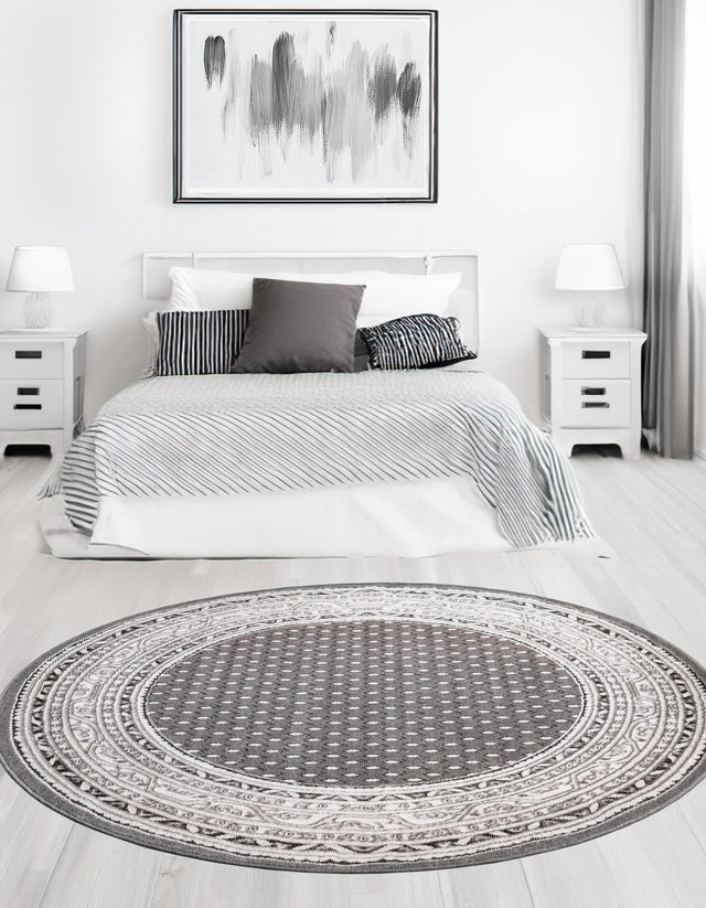 Gray 12' x 12' Williamsburg Round Area Rug 100% Polypropylene With Cotton Backing Durable Easy Clean Stain Resistant Carpet for Sale at Rug Engine