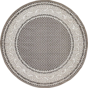 Gray 5' 3 x 5' 3 Williamsburg Round Area Rug 100% Polypropylene With Cotton Backing Durable Easy Clean Stain Resistant Carpet for Sale at Rug Engine