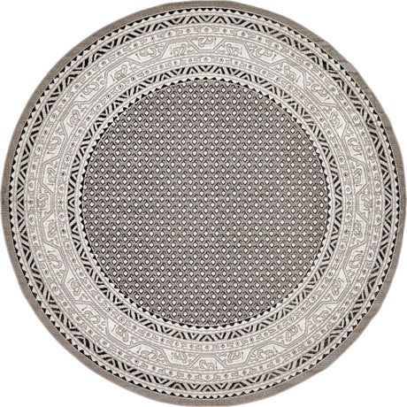 Gray 5' 3 x 5' 3 Williamsburg Round Area Rug 100% Polypropylene With Cotton Backing Durable Easy Clean Stain Resistant Carpet for Sale at Rug Engine