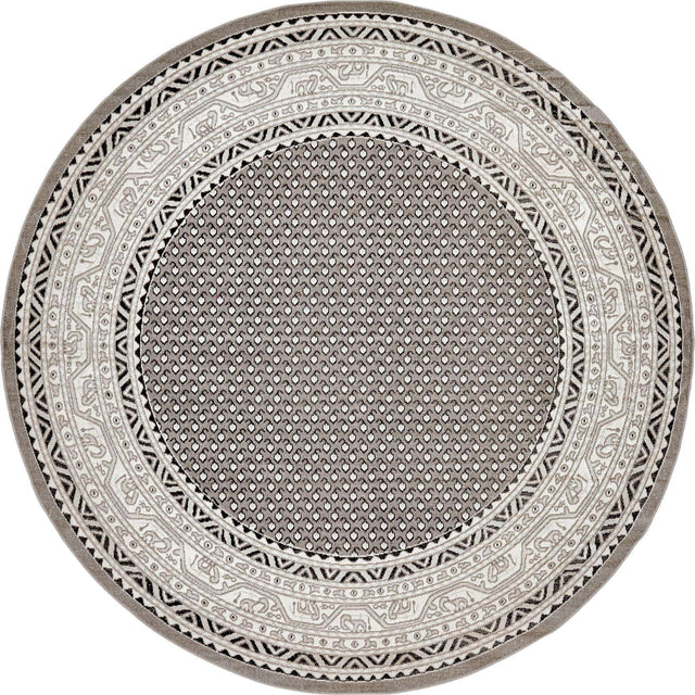 Gray 5' 3 x 5' 3 Williamsburg Round Area Rug 100% Polypropylene With Cotton Backing Durable Easy Clean Stain Resistant Carpet for Sale at Rug Engine