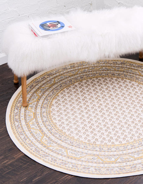 Beige 5' 1 x 5' 1 Williamsburg Round Area Rug