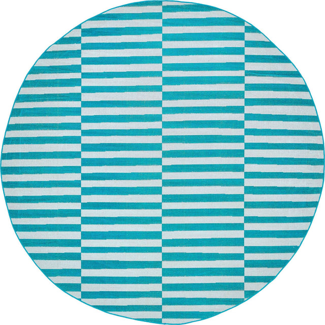 Turquoise 8' x 8' Williamsburg Round Area Rug 100% Polypropylene With Cotton Backing Durable Easy Clean Stain Resistant Carpet for Sale at Rug Engine