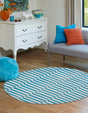 Turquoise 8' x 8' Williamsburg Round Area Rug 100% Polypropylene With Cotton Backing Durable Easy Clean Stain Resistant Carpet for Sale at Rug Engine