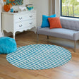Turquoise 3' 7 x 3' 7 Williamsburg Round Area Rug 100% Polypropylene With Cotton Backing Durable Easy Clean Stain Resistant Carpet for Sale at Rug Engine