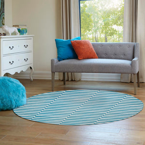Turquoise 3' 7 x 3' 7 Williamsburg Round Area Rug 100% Polypropylene With Cotton Backing Durable Easy Clean Stain Resistant Carpet for Sale at Rug Engine