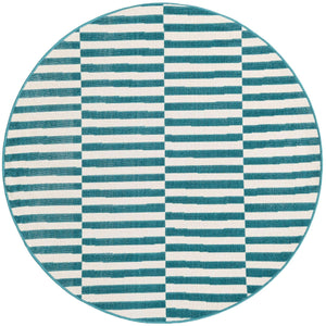 Turquoise 5' 3 x 5' 3 Williamsburg Round Rug