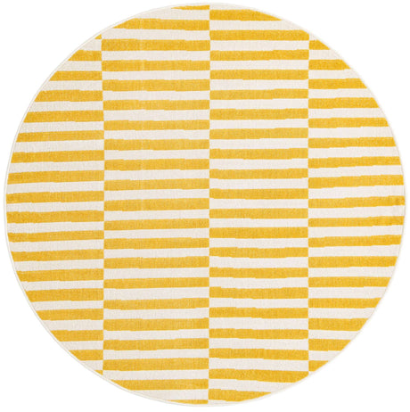 Yellow 5' 3 x 5' 3 Williamsburg Round Area Rug 100% Polypropylene With Cotton Backing Durable Easy Clean Stain Resistant Carpet for Sale at Rug Engine