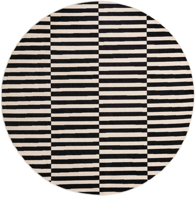 Black 7' 10 x 7' 10 Williamsburg Round Area Rug 100% Polypropylene With Cotton Backing Durable Easy Clean Stain Resistant Carpet for Sale at Rug Engine