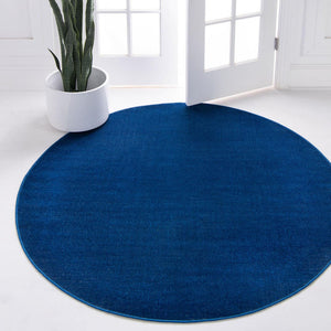 Navy Blue 5' 3 x 5' 3 Williamsburg Round Area Rug 100% Polypropylene With Cotton Backing Durable Easy Clean Stain Resistant Carpet for Sale at Rug Engine