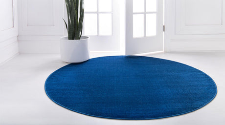 Navy Blue 8' x 8' Williamsburg Round Area Rug 100% Polypropylene With Cotton Backing Durable Easy Clean Stain Resistant Carpet for Sale at Rug Engine