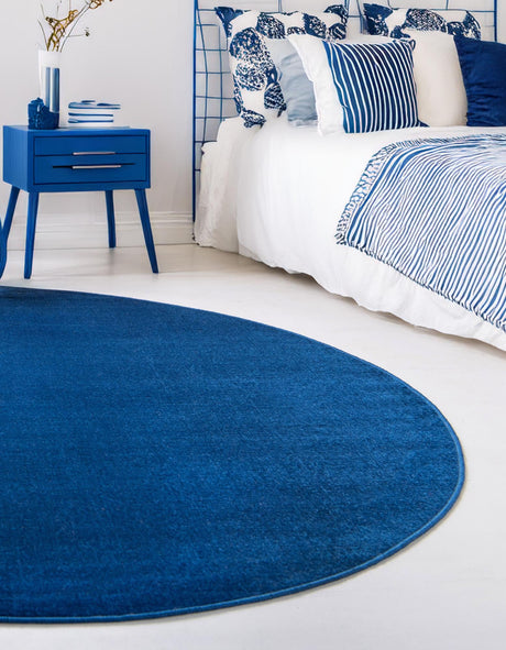 Navy Blue 3' 7 x 3' 7 Williamsburg Round Area Rug 100% Polypropylene With Cotton Backing Durable Easy Clean Stain Resistant Carpet for Sale at Rug Engine