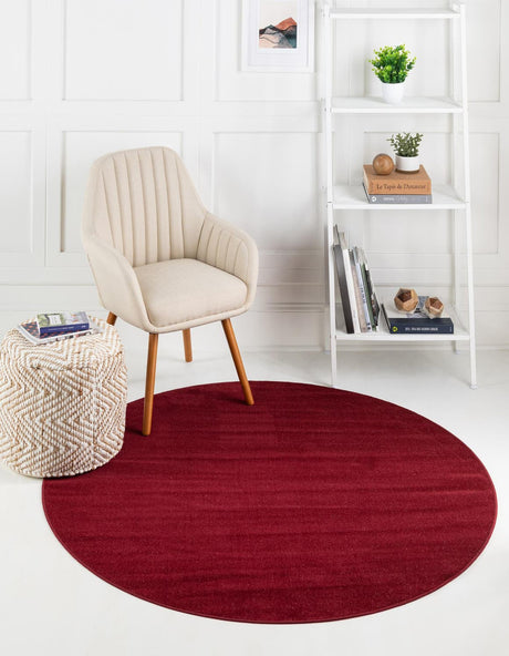 Burgundy 3' 7 x 3' 7 Williamsburg Round Area Rug