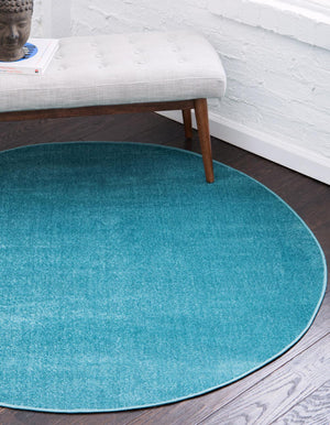 Turquoise 8' x 8' Williamsburg Round Area Rug 100% Polypropylene With Cotton Backing Durable Easy Clean Stain Resistant Carpet for Sale at Rug Engine