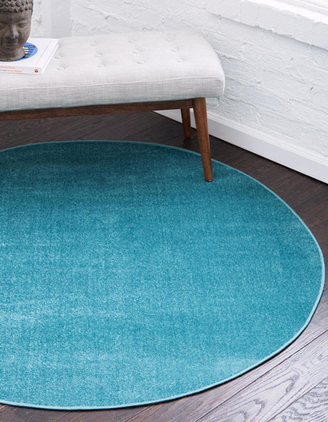 Turquoise 8' x 8' Williamsburg Round Area Rug 100% Polypropylene With Cotton Backing Durable Easy Clean Stain Resistant Carpet for Sale at Rug Engine