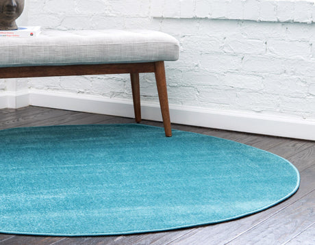 Turquoise 5' 1 x 5' 1 Williamsburg Round Area Rug 100% Polypropylene With Cotton Backing Durable Easy Clean Stain Resistant Carpet for Sale at Rug Engine