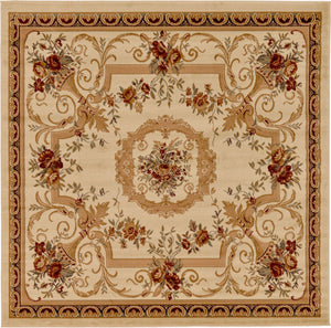 Cream 7' 10 x 7' 10 Versailles Square Area Rug