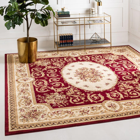 Red 4' 1 x 4' 1 Versailles Square Area Rug