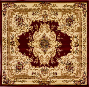 Red 7' 10 x 7' 10 Versailles Square Area Rug