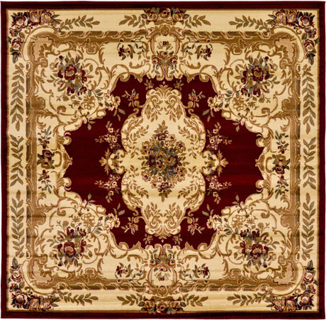 Red 7' 10 x 7' 10 Versailles Square Area Rug