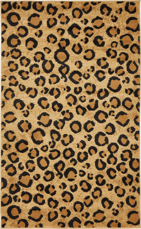 Light Brown 3' 1 x 5' 3 Wildlife Rectangle Area Rug Animal Print Safari Jungle Inspired Carpet for Unique Modern Interior Design for Sale at Rug Engine