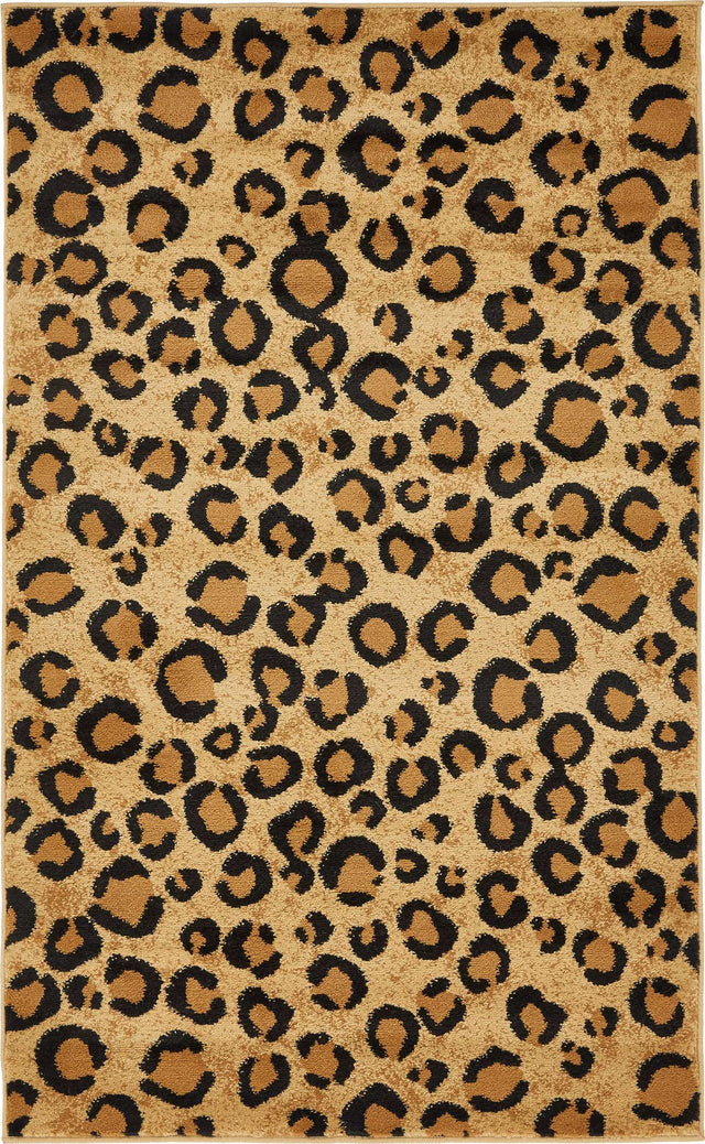 Light Brown 3' 1 x 5' 3 Wildlife Rectangle Area Rug Animal Print Safari Jungle Inspired Carpet for Unique Modern Interior Design for Sale at Rug Engine