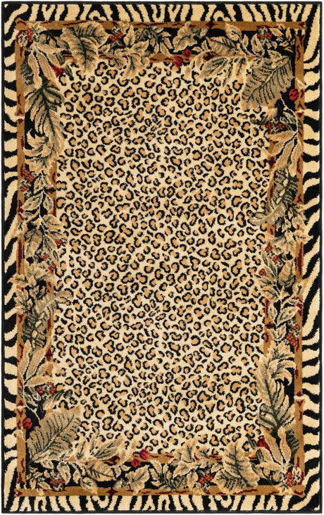 Cream 3' 1 x 5' 3 Wildlife Rectangle Area Rug Animal Print Safari Jungle Inspired Carpet for Unique Modern Interior Design for Sale at Rug Engine