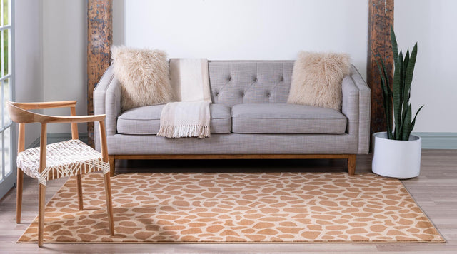 Yellow 3' 3 x 5' 3 Wildlife Rectangle Area Rug Animal Print Safari Jungle Inspired Carpet for Unique Modern Interior Design for Sale at Rug Engine