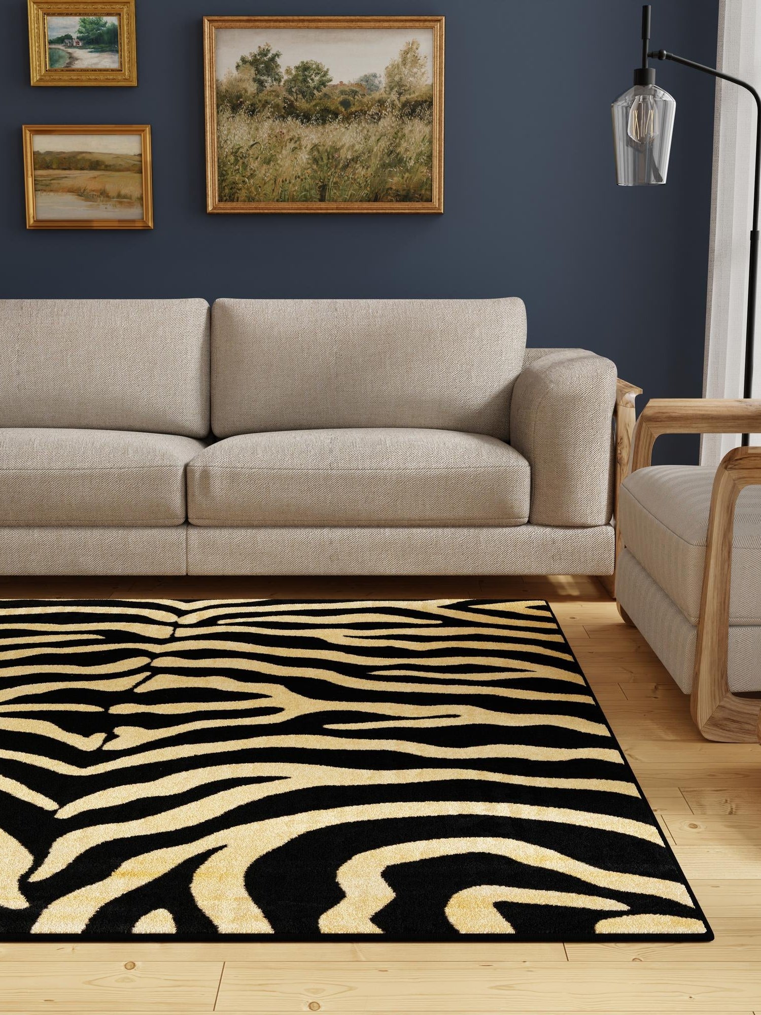 Black 7' 10 x 7' 10 Wildlife Square Area Rug Animal Print Safari Jungle Inspired Carpet for Unique Modern Interior Design for Sale at Rug Engine