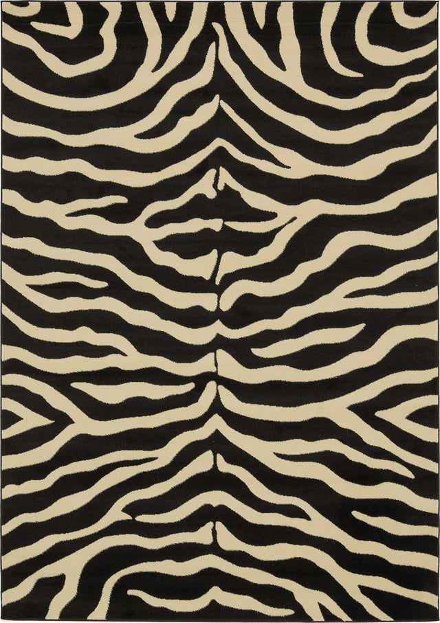 Black 7' 1 x 10' Wildlife Rectangle Rug
