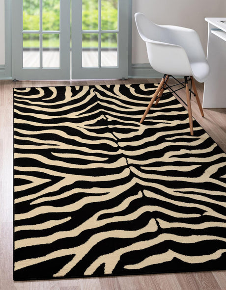 Black 2' x 3' 1 Wildlife Rectangle Area Rug Animal Print Safari Jungle Inspired Carpet for Unique Modern Interior Design for Sale at Rug Engine