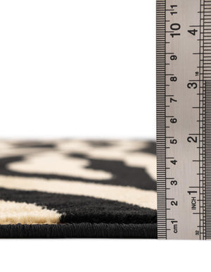 Black 7' 1 x 10' Wildlife Rectangle Rug