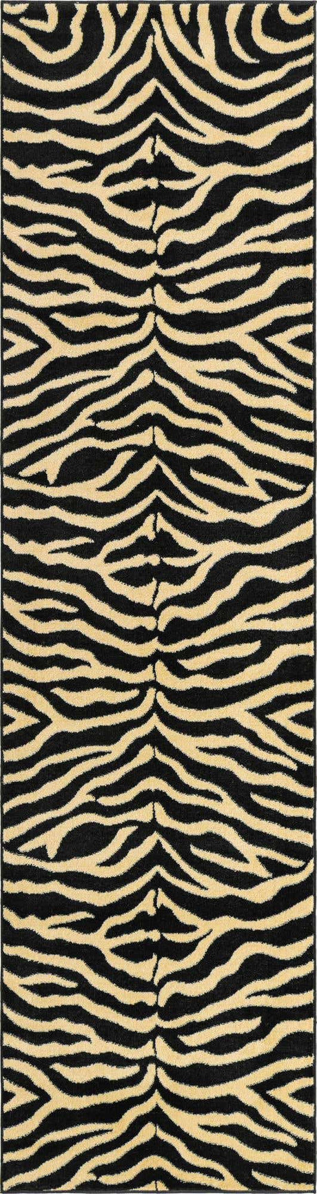 Black 2' 7 x 10' Wildlife Runner Area Rug Animal Print Safari Jungle Inspired Carpet for Unique Modern Interior Design for Sale at Rug Engine