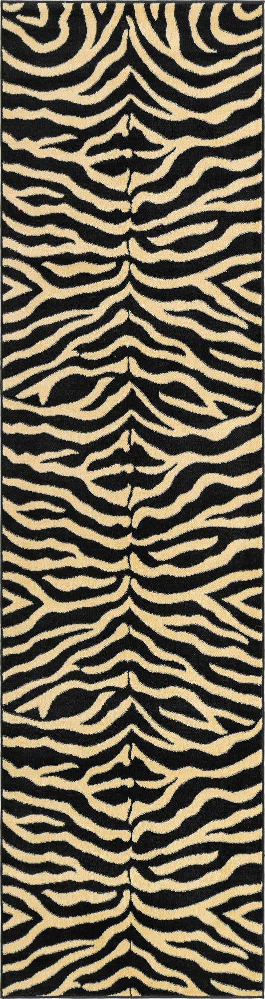 Black 2' 7 x 10' Wildlife Runner Area Rug Animal Print Safari Jungle Inspired Carpet for Unique Modern Interior Design for Sale at Rug Engine