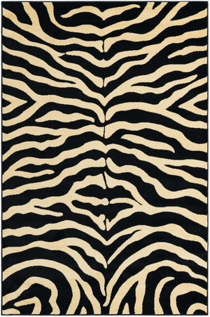 Black 6' 1 x 9' Wildlife Rectangle Area Rug Animal Print Safari Jungle Inspired Carpet for Unique Modern Interior Design for Sale at Rug Engine