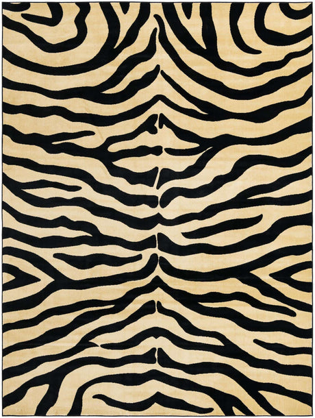 Cream 9' x 12' Wildlife Rectangle Area Rug Animal Print Safari Jungle Inspired Carpet for Unique Modern Interior Design for Sale at Rug Engine