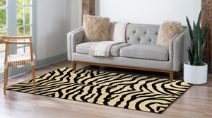 Cream 5' 3 x 8' Wildlife Rectangle Area Rug Animal Print Safari Jungle Inspired Carpet for Unique Modern Interior Design for Sale at Rug Engine