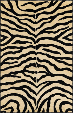Cream 5' 3 x 8' Wildlife Rectangle Area Rug Animal Print Safari Jungle Inspired Carpet for Unique Modern Interior Design for Sale at Rug Engine